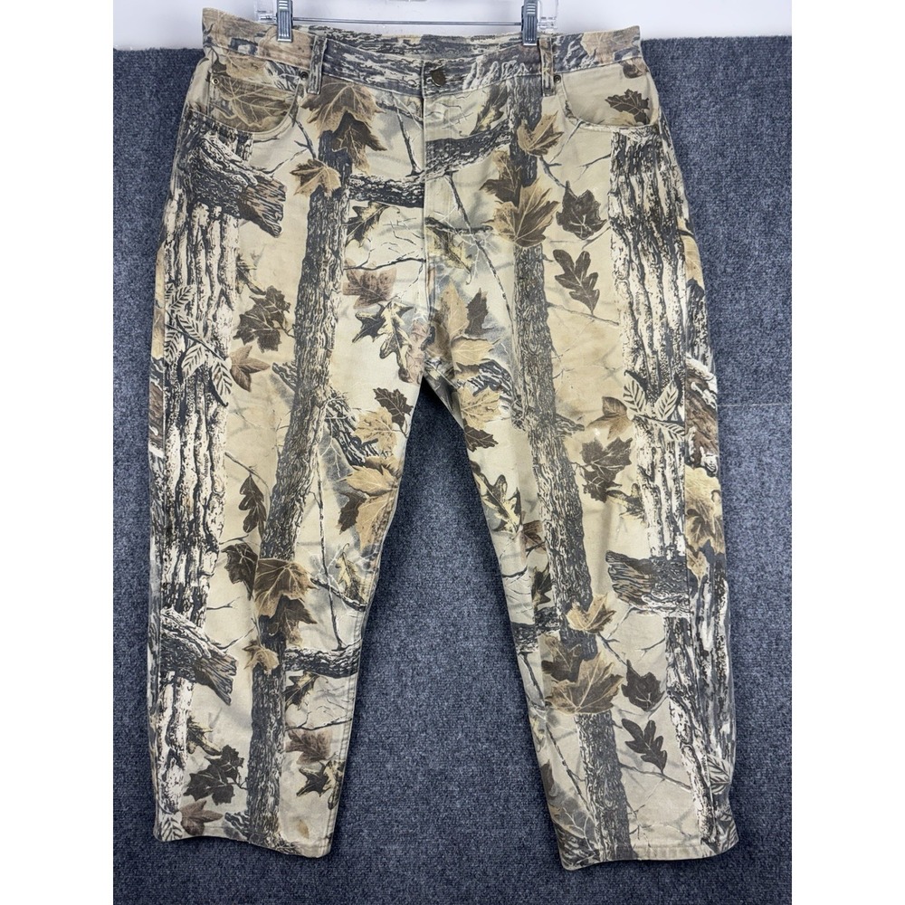 Vintage Cabela's Realtree Treestand Camo Denim Hunting Pants Men's 44 REG